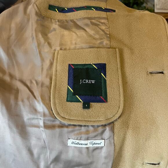 J. Crew Wool Cashmere Westbourne Topcoat Mens L Tan Brown Long Classic Luxury - Picture 6 of 10